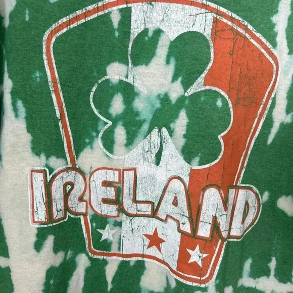Ireland Tie Dye White Orange Green Clover T-Shirt Delta Pro Weight Size M - Picture 3 of 10